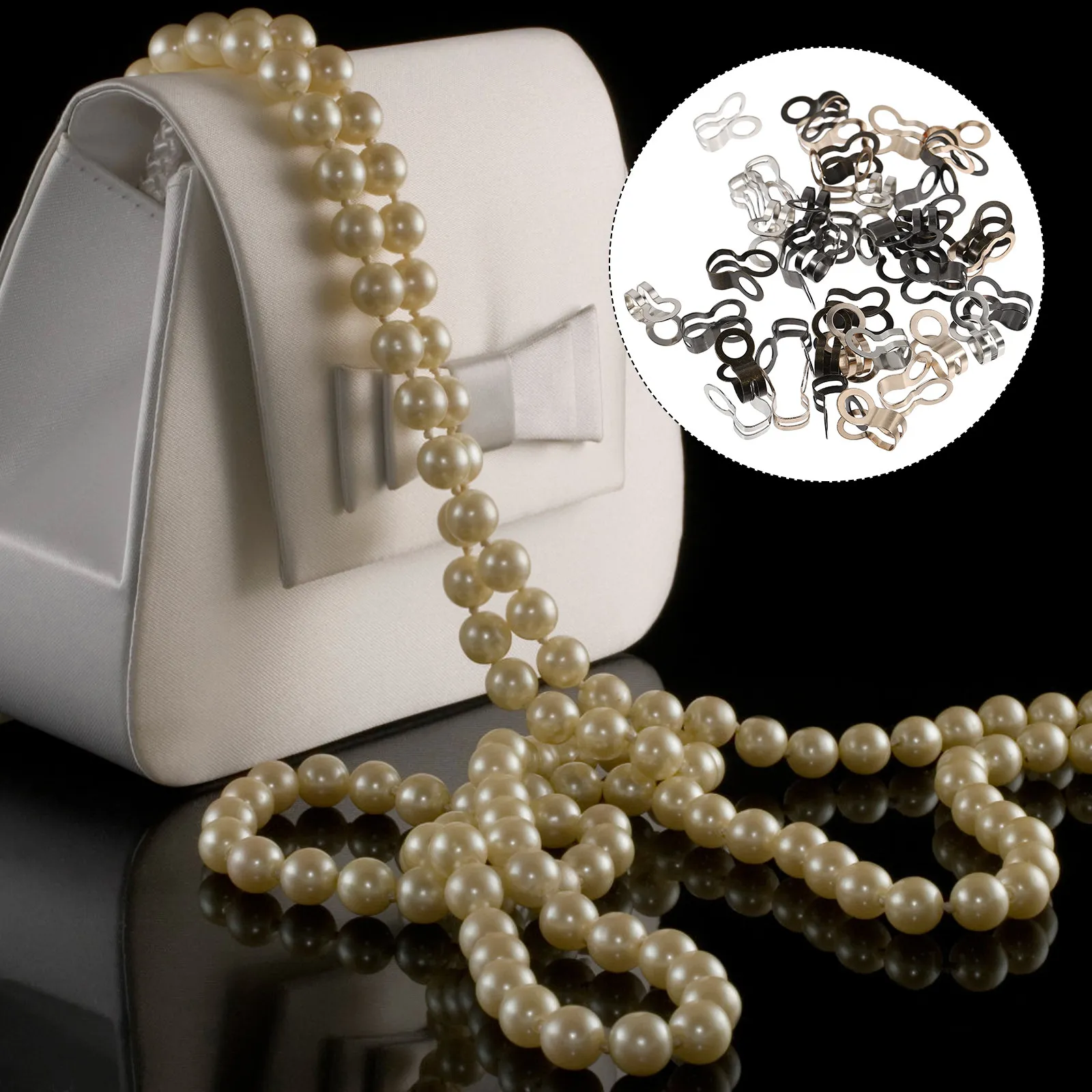 40Pcs Jewelry Pinch Clamp Set for Bag Decoration Bead Chain Ends Clamps Suitable for DIY Handbag Accessories Bag Making Clips