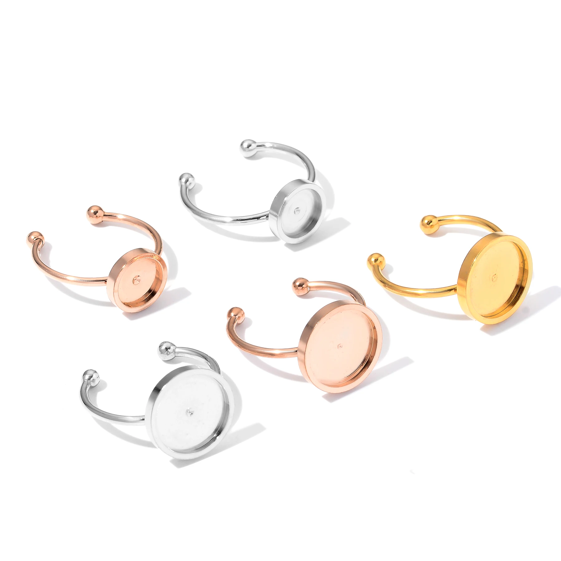 Großhandel 10 Stück Edelstahl Verstellbare Ringfassungen Blanko-Basis 4/6/8/10/12mm DIY Schmuckherstellung Zubehör – Detail 5