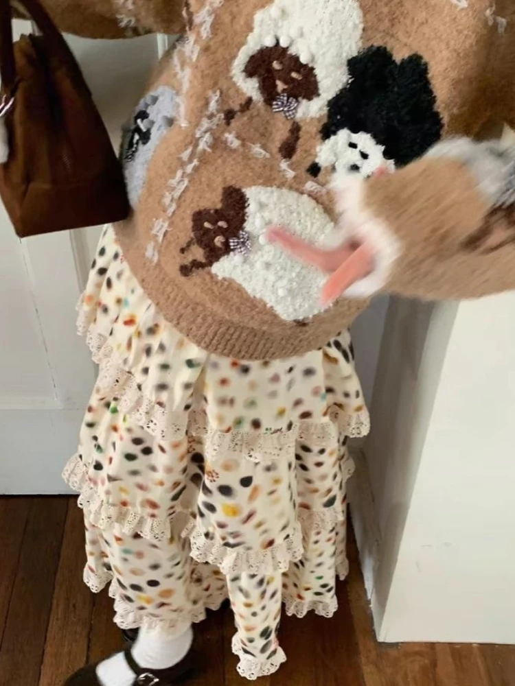 

2000 Aesthetic Polka Dot Design Skirts Women New American Retro Cute Skirts Harajuku A-line Hottie Lace Korean Popular Clothes