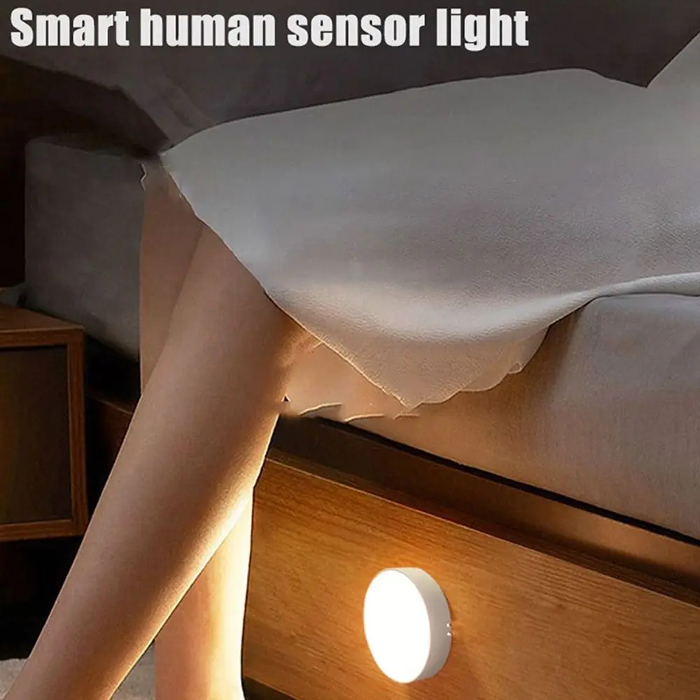 Mini Bedroom Wall Mounted USB Rechargeable Motion Sensors LED Wireless Night Light Body Sensor Light