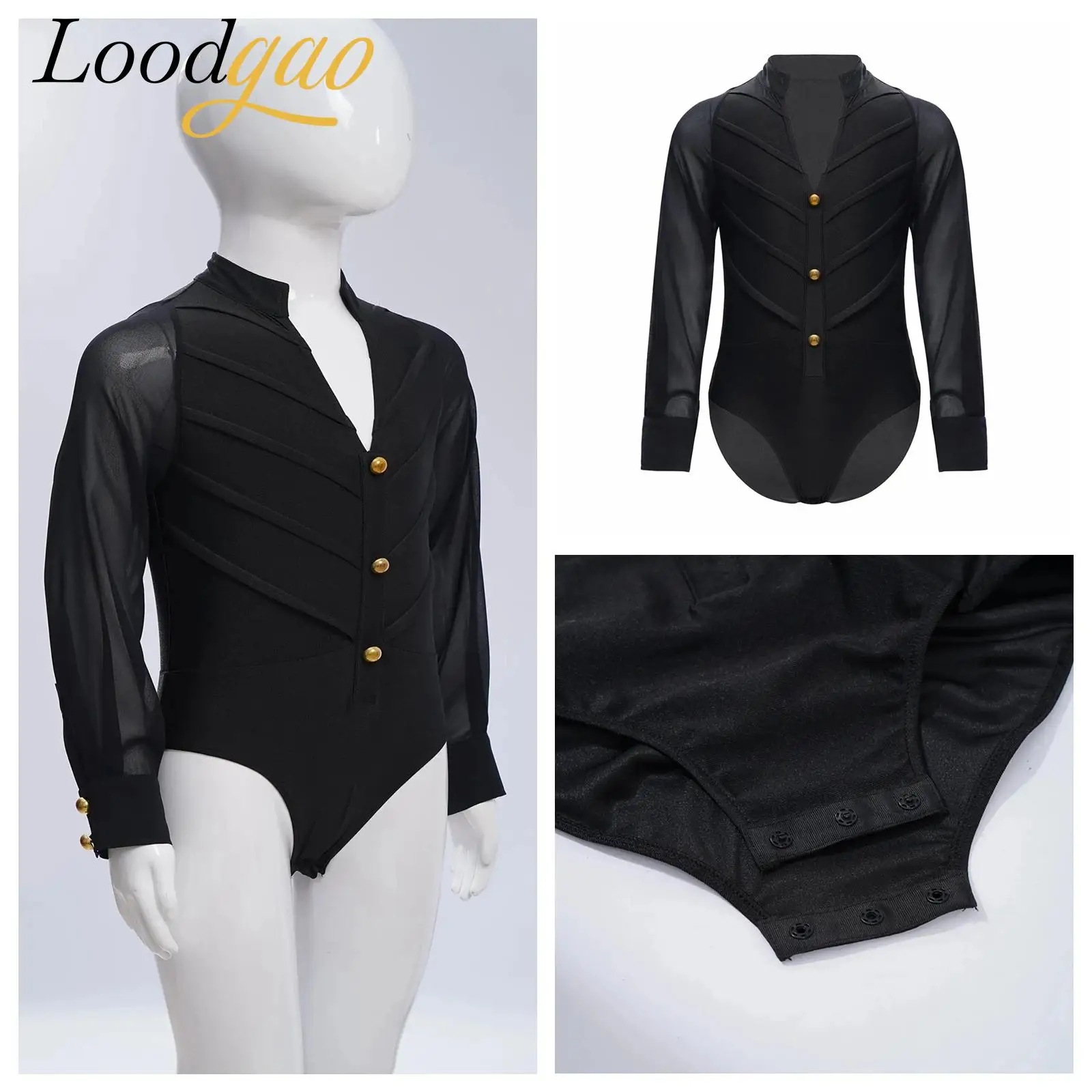 

Boys Latin Dance Leotard Long Sleeve Acrobatics Jumpsuits Stage Performance Dancewear Ballroom Costume Kids Gymnastics Bodysuit