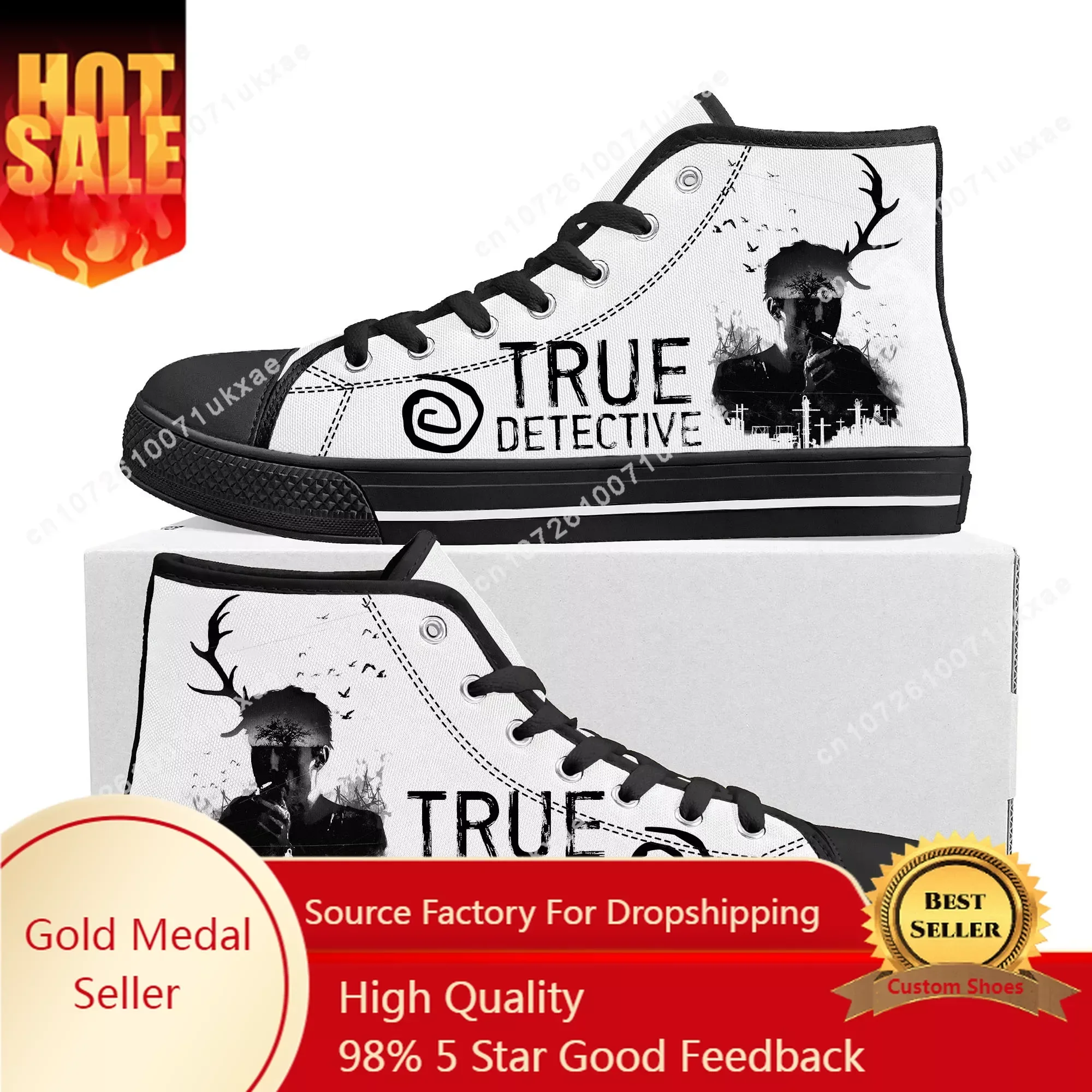 

True Detective High Top High Quality Sneakers Mens Womens Teenager Canvas Sneaker Casual Custom Made Shoes Customize DIY Shoe