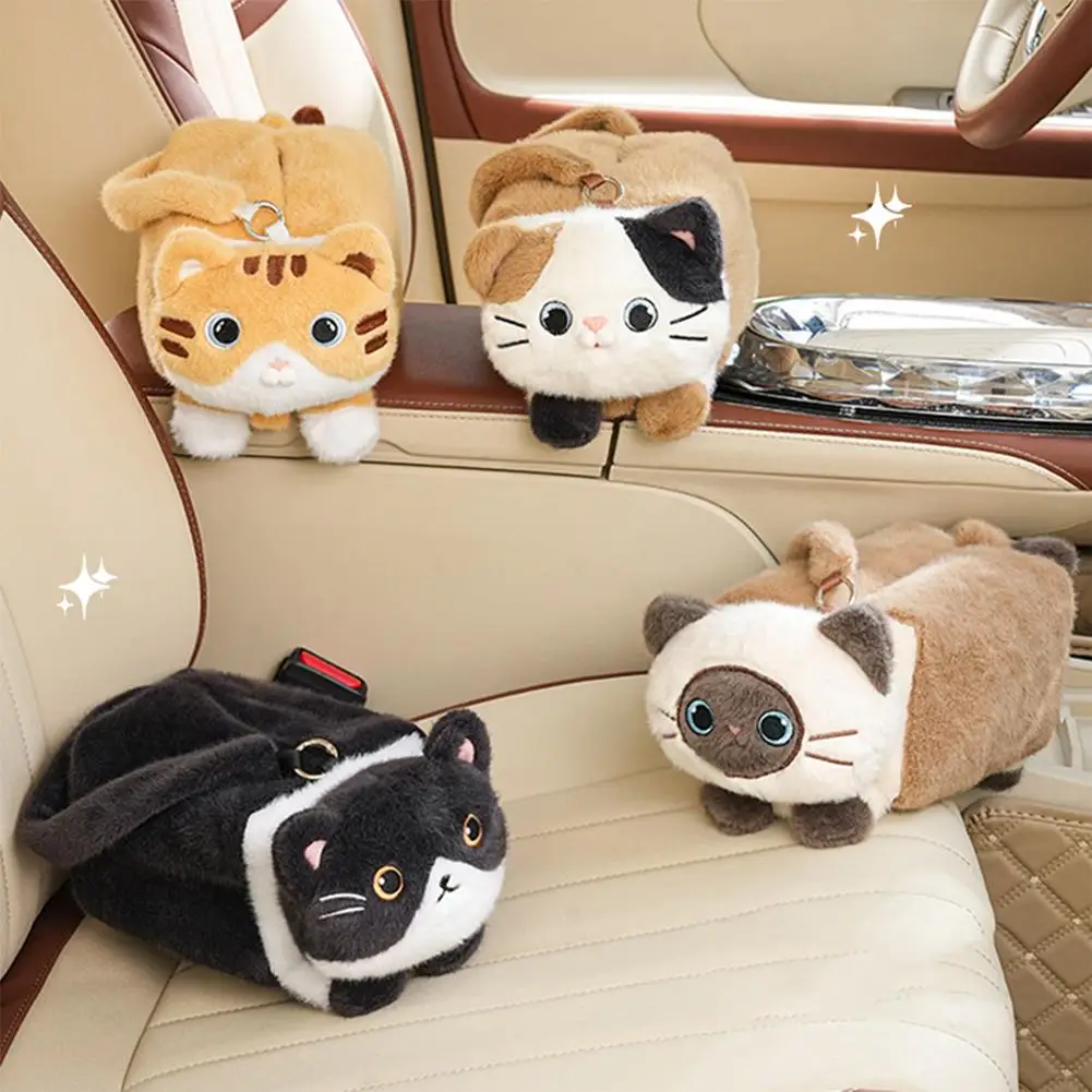 Car Seat Back Tissue Box Cute Cartoon Cat Car Car Paper Car Tissue Decoration Hanging Box Tissue Box Bag High-end Car Y8Z2