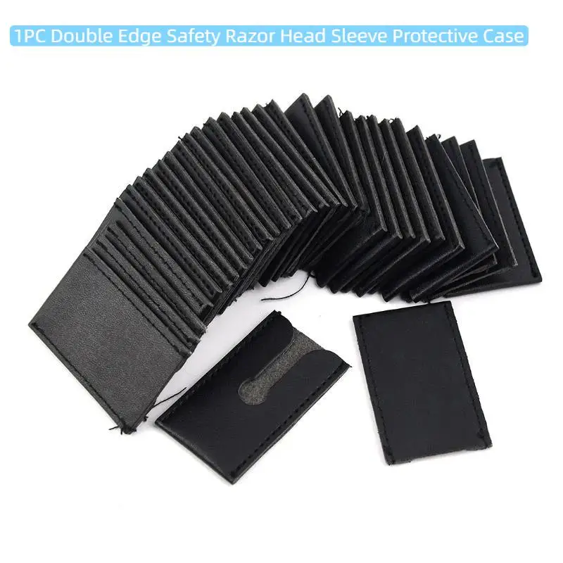 Travel Long Handle Protable PU Leather Double Edge Safety Razor Head Sleeve Universal Protective Case Without Razor Razor Cover