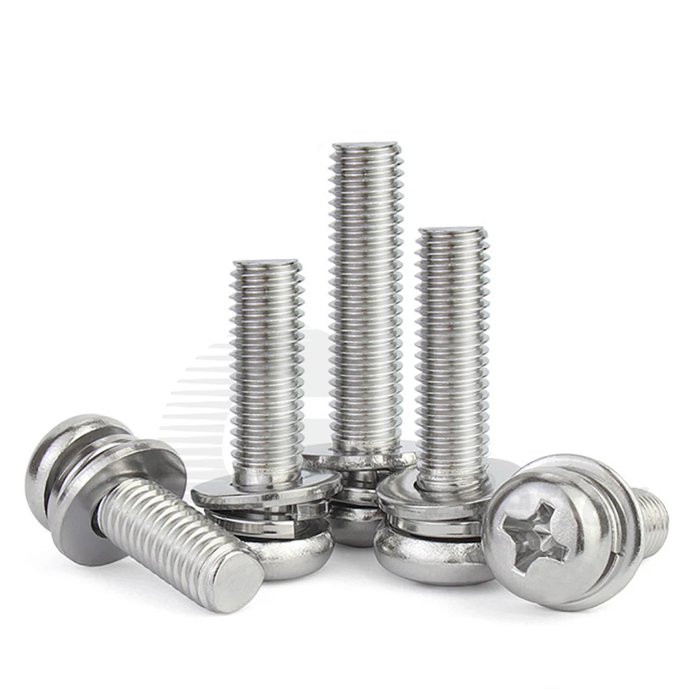 

Phillips Three Combination Machine Screws M3 M4 M5 M6 316 Stainless Steel Cross Pan Head Screw With Washer Wood Bolts