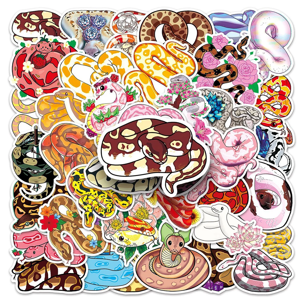 10/30/50pcs Cute Cartoon Animal Snake Stickers Decals Skateboard Laptop Phone Motorcycle Car Diary Waterproof Sticker Kids Toys