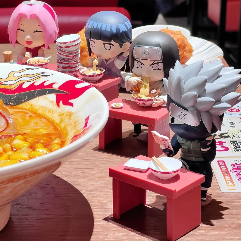 신상품 정품 반다이 나루토: 질풍전 라멘 시리즈 블라인드 박스 귀여운 애니메이션 피규어 모델 장난감 장식품 휴일 선물 사스케