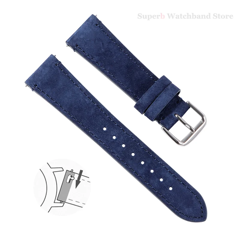 Premium Grade Quick Release Suede Leather Watch Strap for Seiko 20mm 22mm Vintage Classic Leather Watchbands Watch Accessories