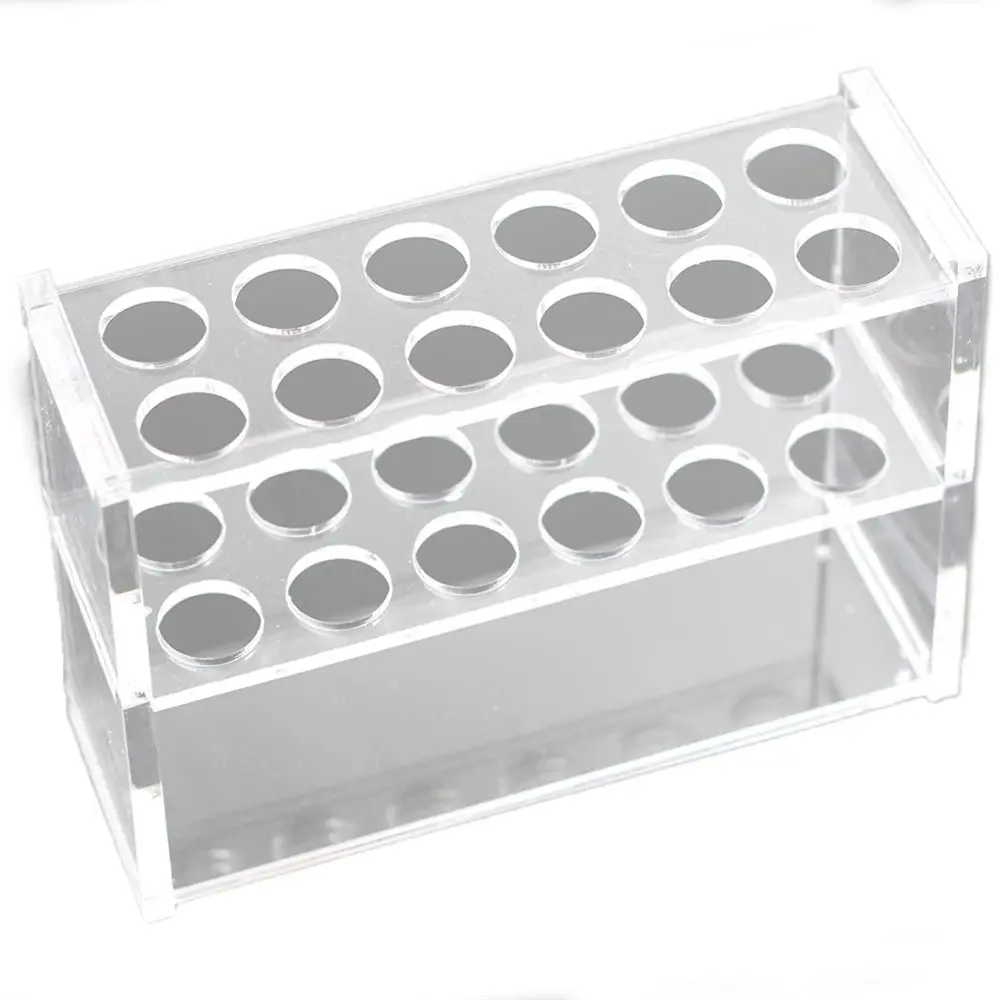 Test Tube Rack Holder Lab Stand 12 Sockets Clear Acrylic Rack for 10ML Test Tubes 16mm Diameter