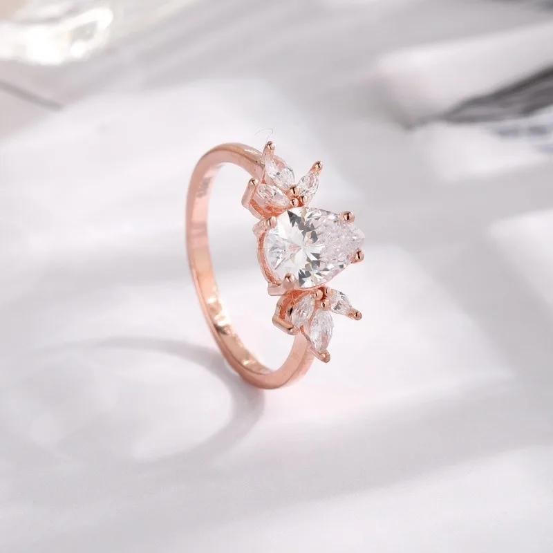 خاتم من الفضة الإسترليني S925، خاتم حب على شكل قلب، خاتم نسائي بتصميم بسيط.