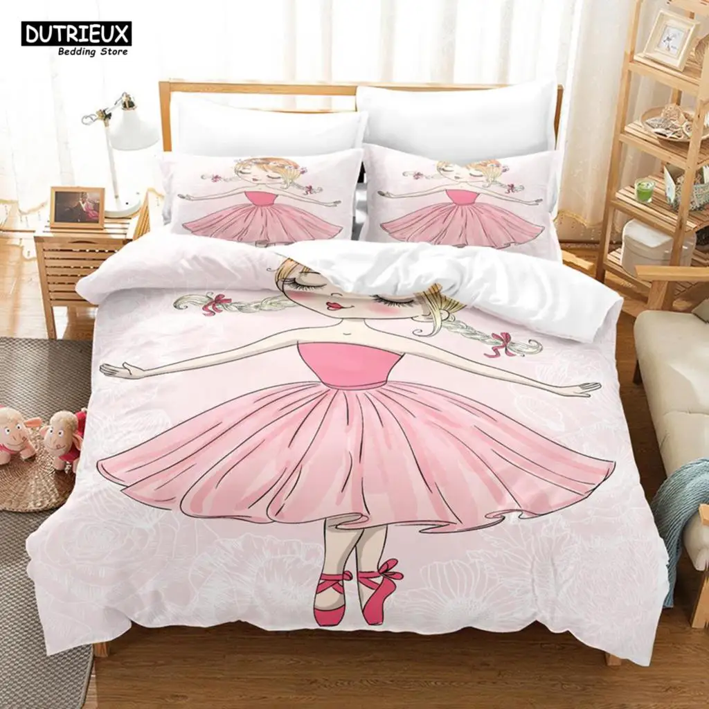 

Cartoon Ballet Dancing Girl Print Polyester Bedding Sets Child Kids Covers Boys Bed Linen Set For Teens King Size Bedding Set