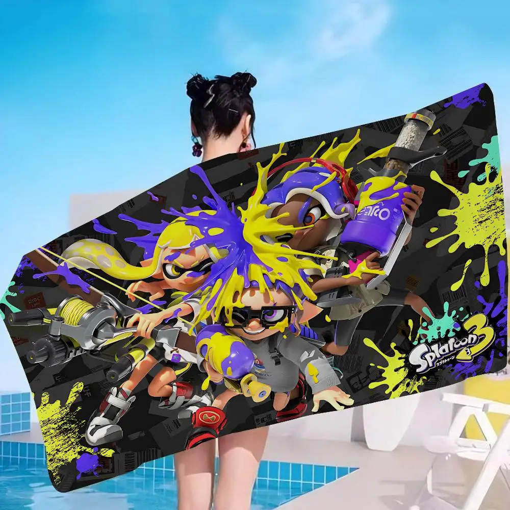 Competitive Game S-Splatoon PVP Microfiber Blanket Quick Drying Beach Towels Oversized Printing Super Absorbent Pool Towel