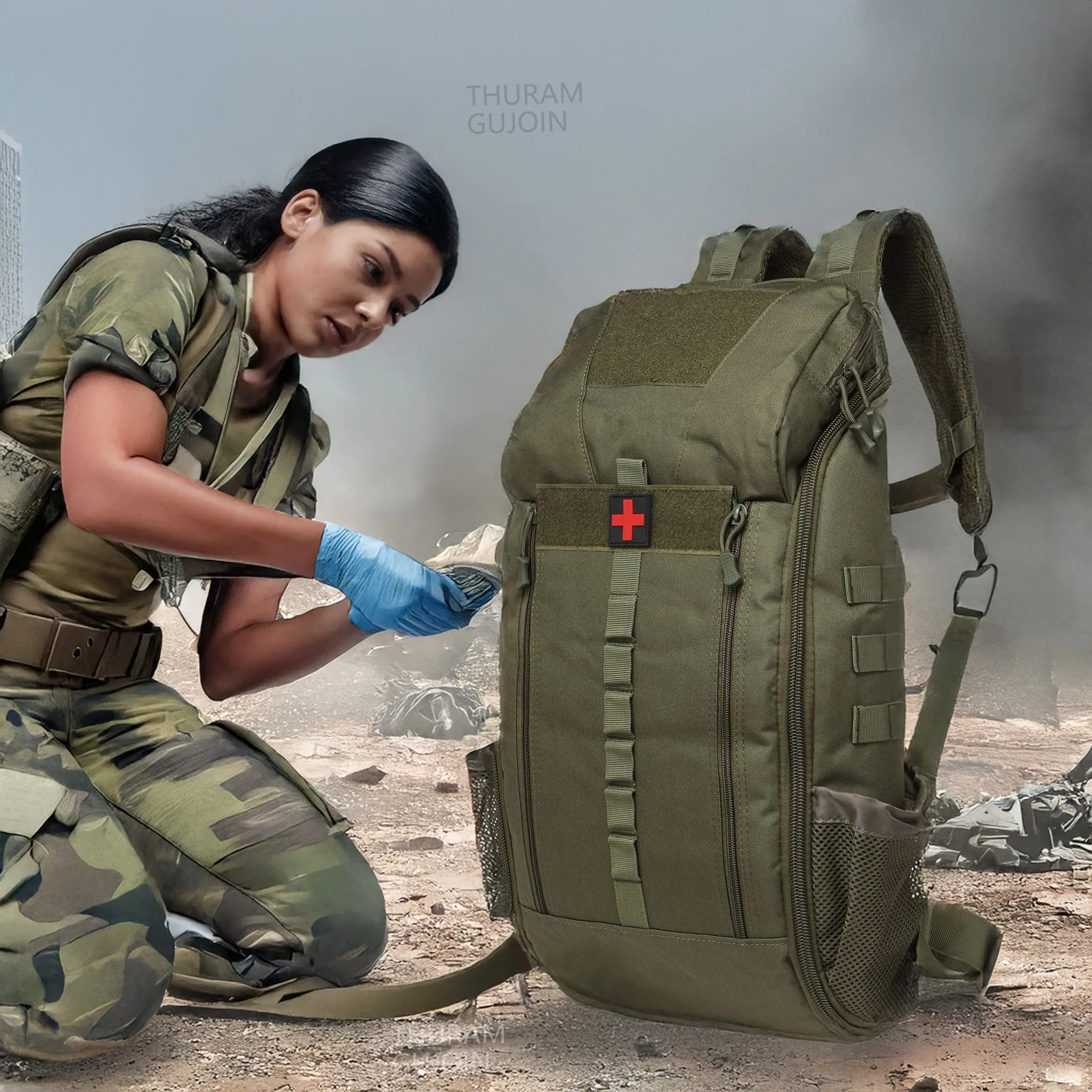 Trousse de premiers soins 40L, sac à dos médical tactique imperméable, trousse de premiers soins pour la randonnée, le trekking, la chasse, la pêche, le camping, les sports de plein air