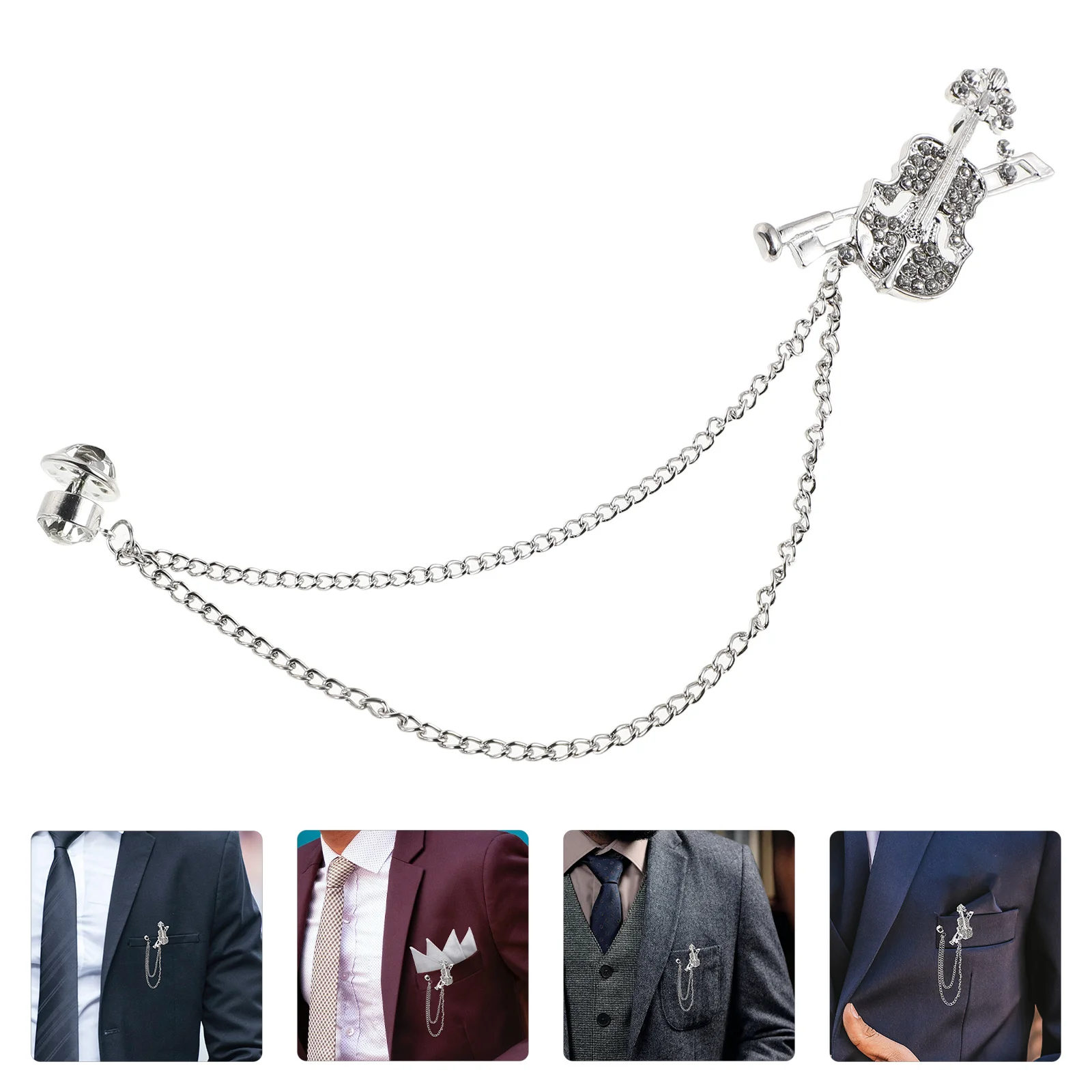

Violin Rhinestone Brooch Pin Stylish Music Instrument Lapel Badge for Women Clothes Scarf Hat Backpack Vintage Jewelry Charm