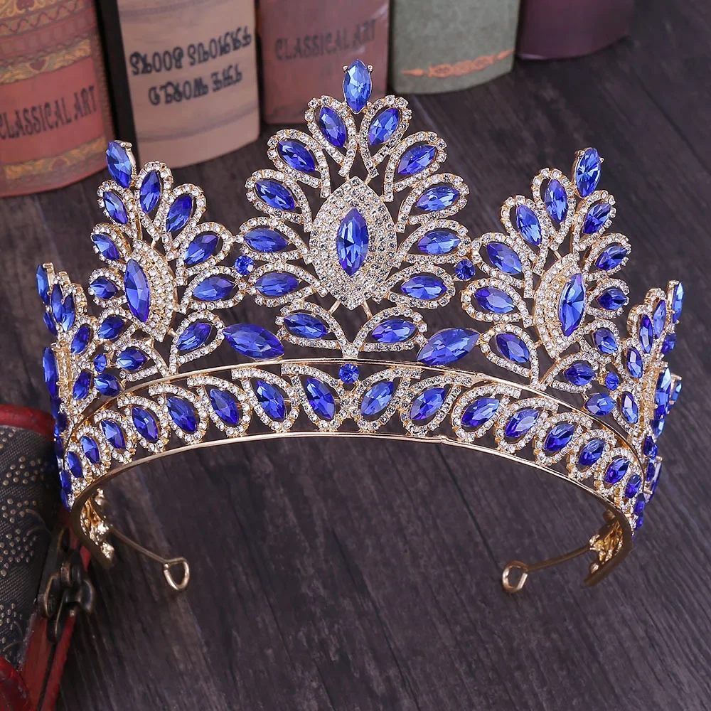 Diadem Diadem w stylu barokowym kryształowa korona dla kobiet w stylu Vintage dla kobiet ślub panny młodej ślubne akcesoria do włosów