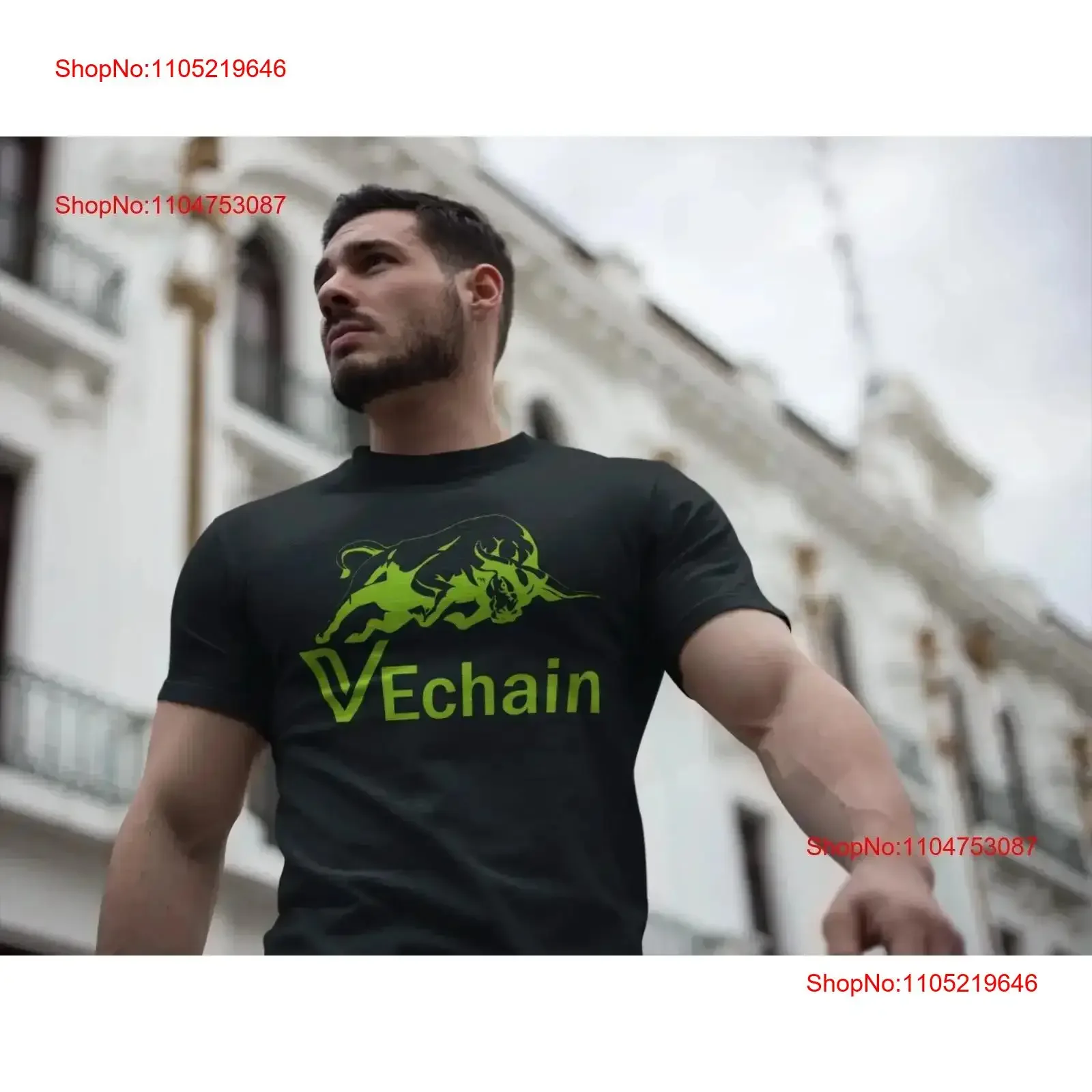 Vechain Bull Run Криптовалюта Футболка винтажная стираная графическая модная мягкая мужская растянутая повседневная удобная винтажная стираная футболка