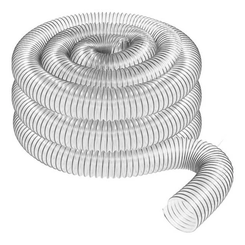 2Inch OD 50mm Clear PVC Dust Collection Hose for Use with Dust Collectors with Ports. Ideal for Shop Vacuums