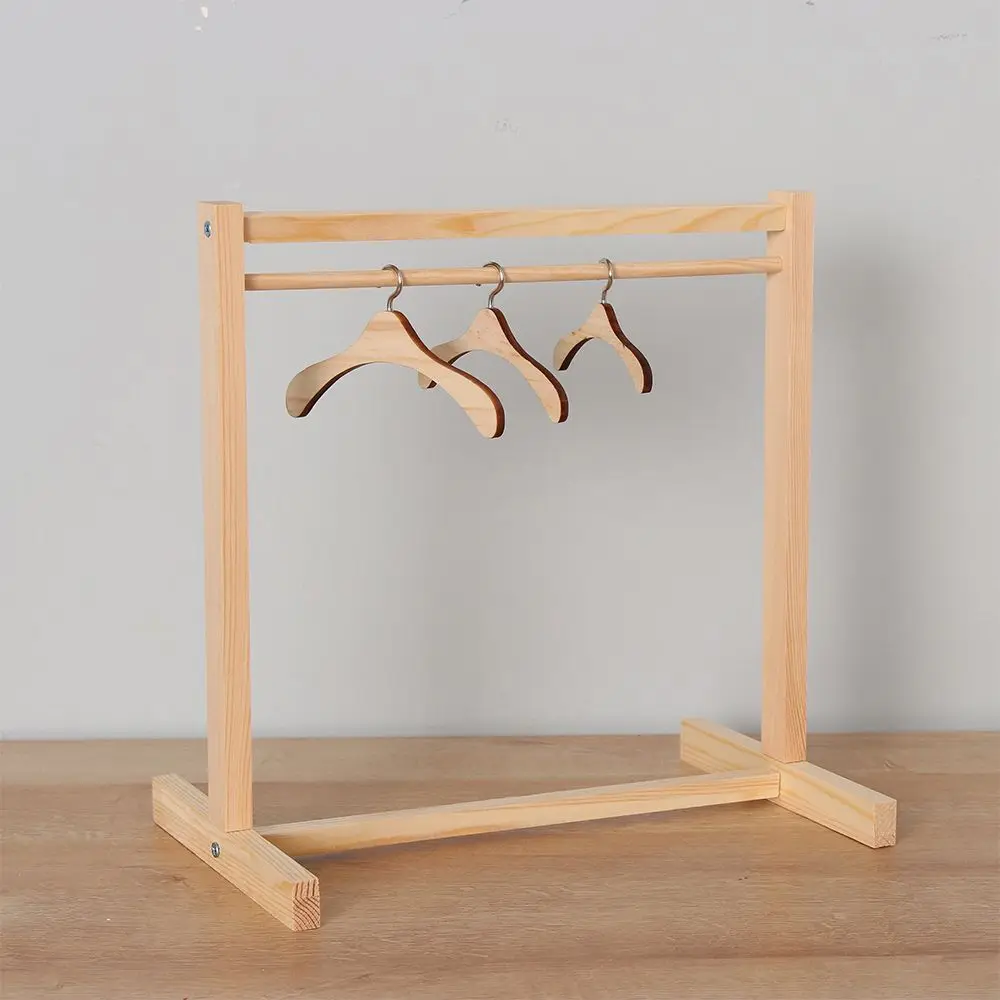 Accessories for Dolls Handbag Scarf Holder Hangers Garment Organizer Wooden Clothes Rack