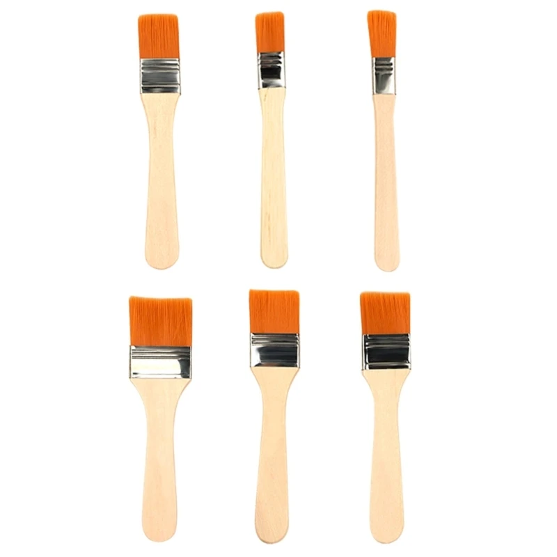 6 Stück Nylon-Malpinsel, flacher Pinsel mit Holzgriff für Lacke, Acryl