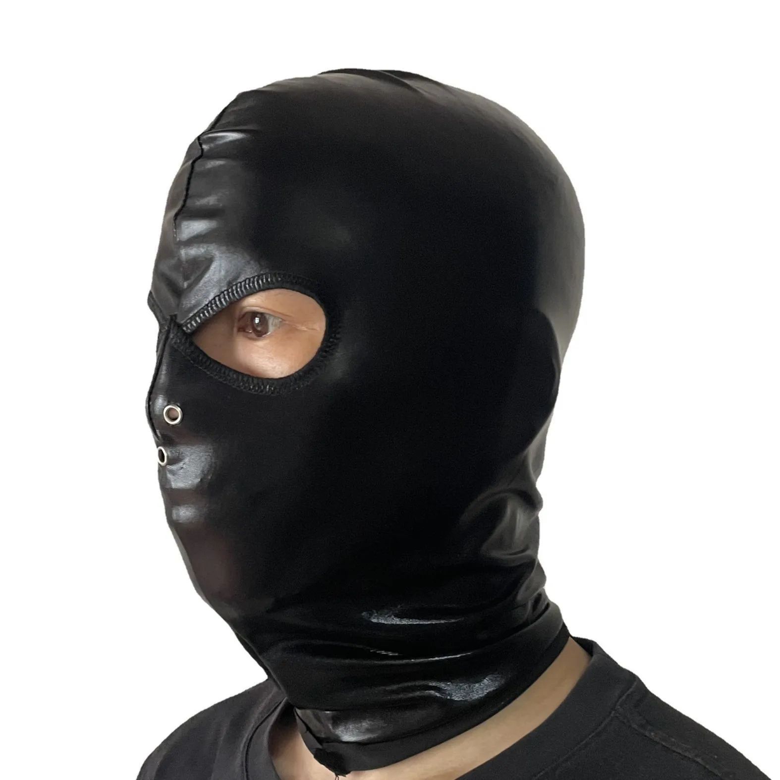 

5pcs Unisex Patent Leather Mask Hood Spandex Breathable Mens Latex Mask for Coplay Costume Headpiece Party Headgear Wholesale pr