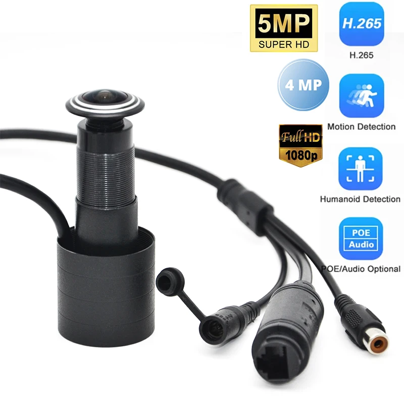 5MP 4MP 2MP wizjer kamera Poe Ip Mini wizjer detekcja ruchu wideo-oko widz bezprzewodowy bezpieczeństwo w domu monitoring drzwi kamery