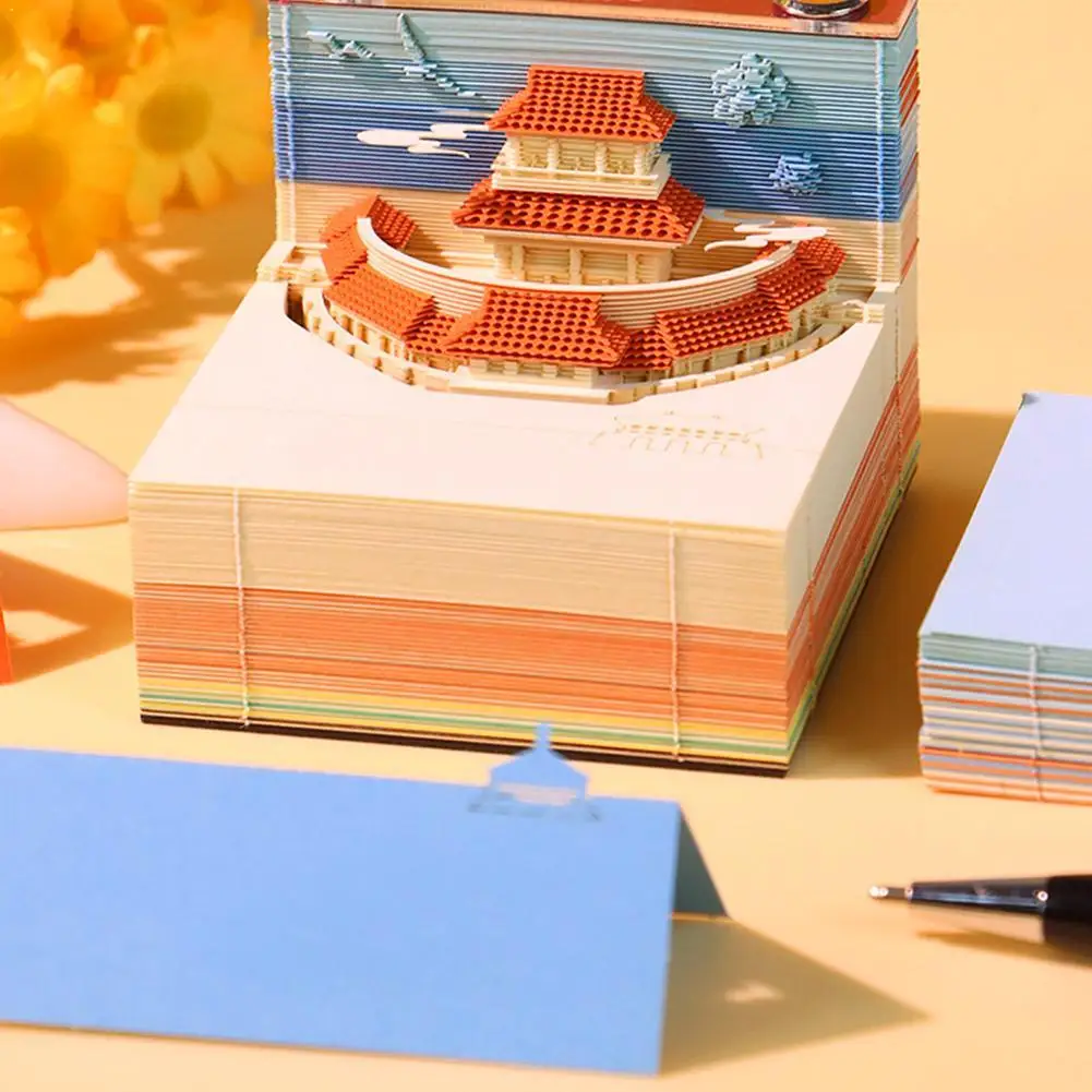 

205 Sheet 3D Mini Notepad,Henan Luoyang Tourist Scenic Area Commemorative Gift Paper Carved Desktop Ornament (No Calendar）