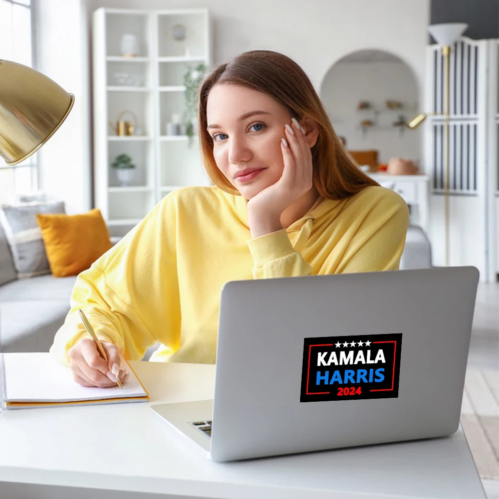 10 قطعة 2024 ملصقات حملة الرئيس تنوعا هاريس مصد للكمبيوتر المحمول الشارات هاريس ملصقات السيارات للسيارات شاحنة الثلاجة