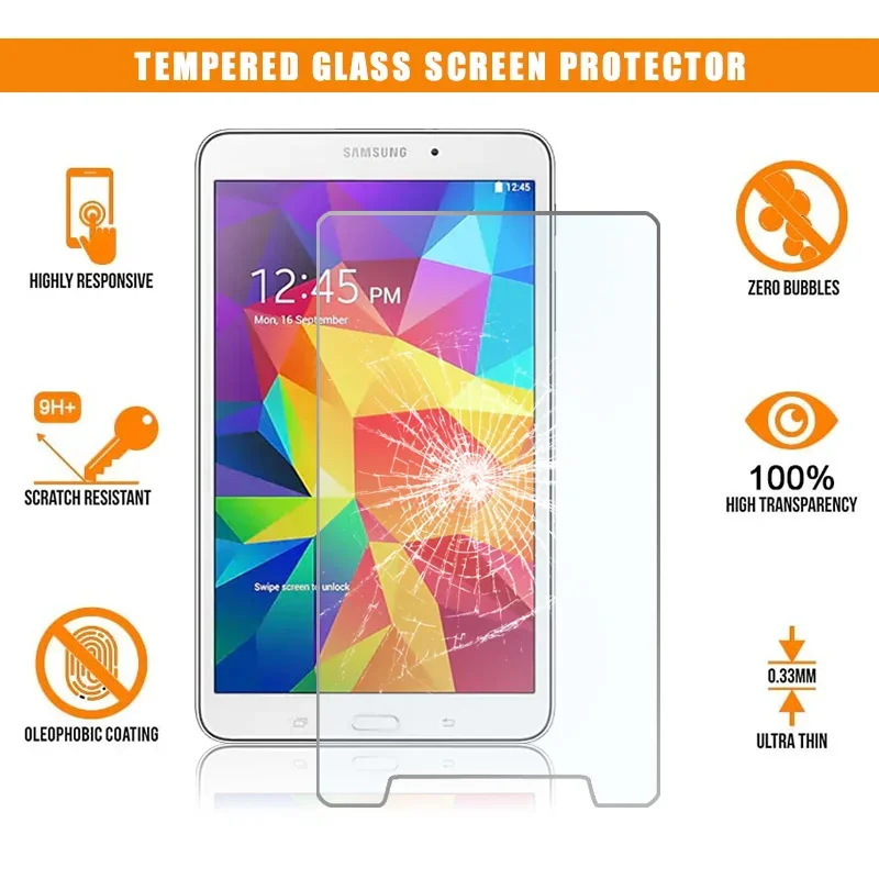 

For Samsung Galaxy Tab 4 8.0 T330 T335 Tablet Tempered Glass 9H Premium Scratch Resistant Anti-fingerprint Film Guard Cover