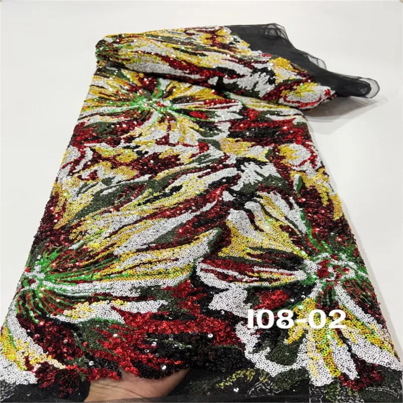 Multicolor Dress Costume Sequined Fabric Colored Beads Lace Cloth Fashion