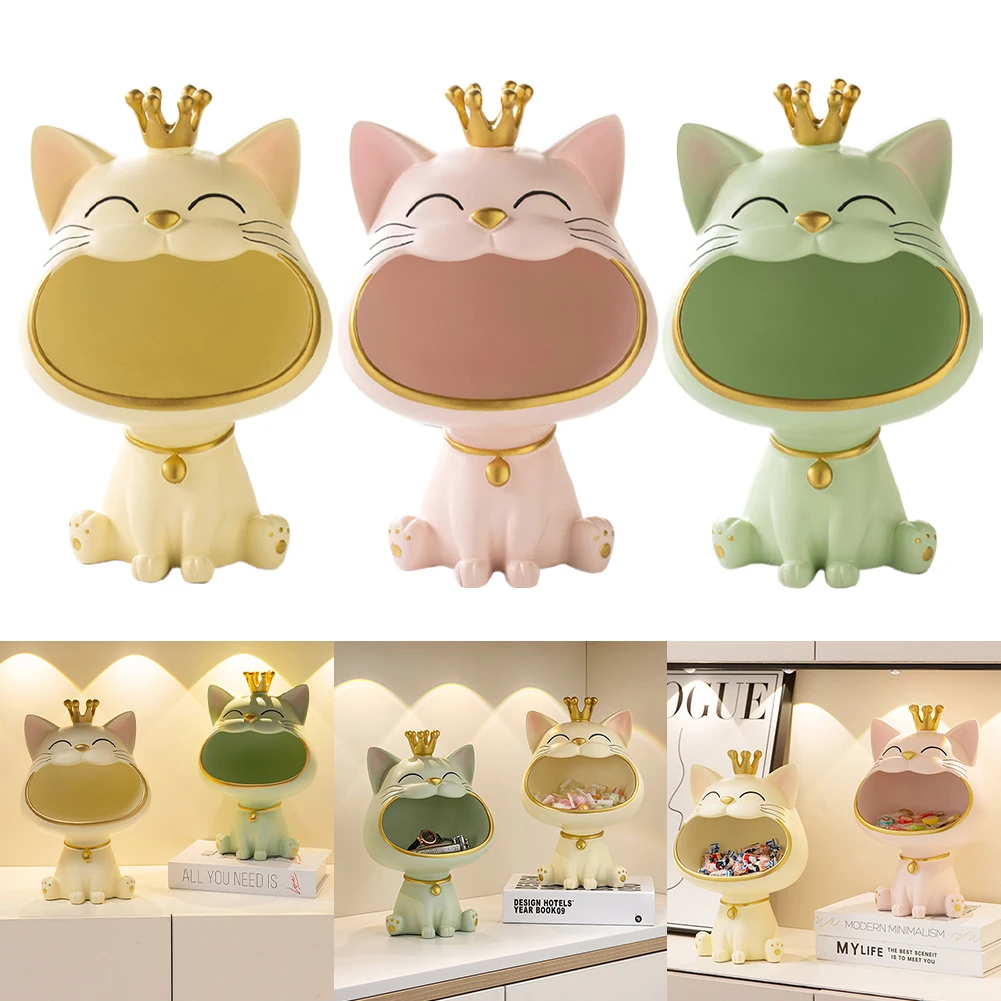 

Miniature Animal Storage Decor Resin Cartoon Fortune Cat Storage Ornament Exquisite Home Desktop Decoration