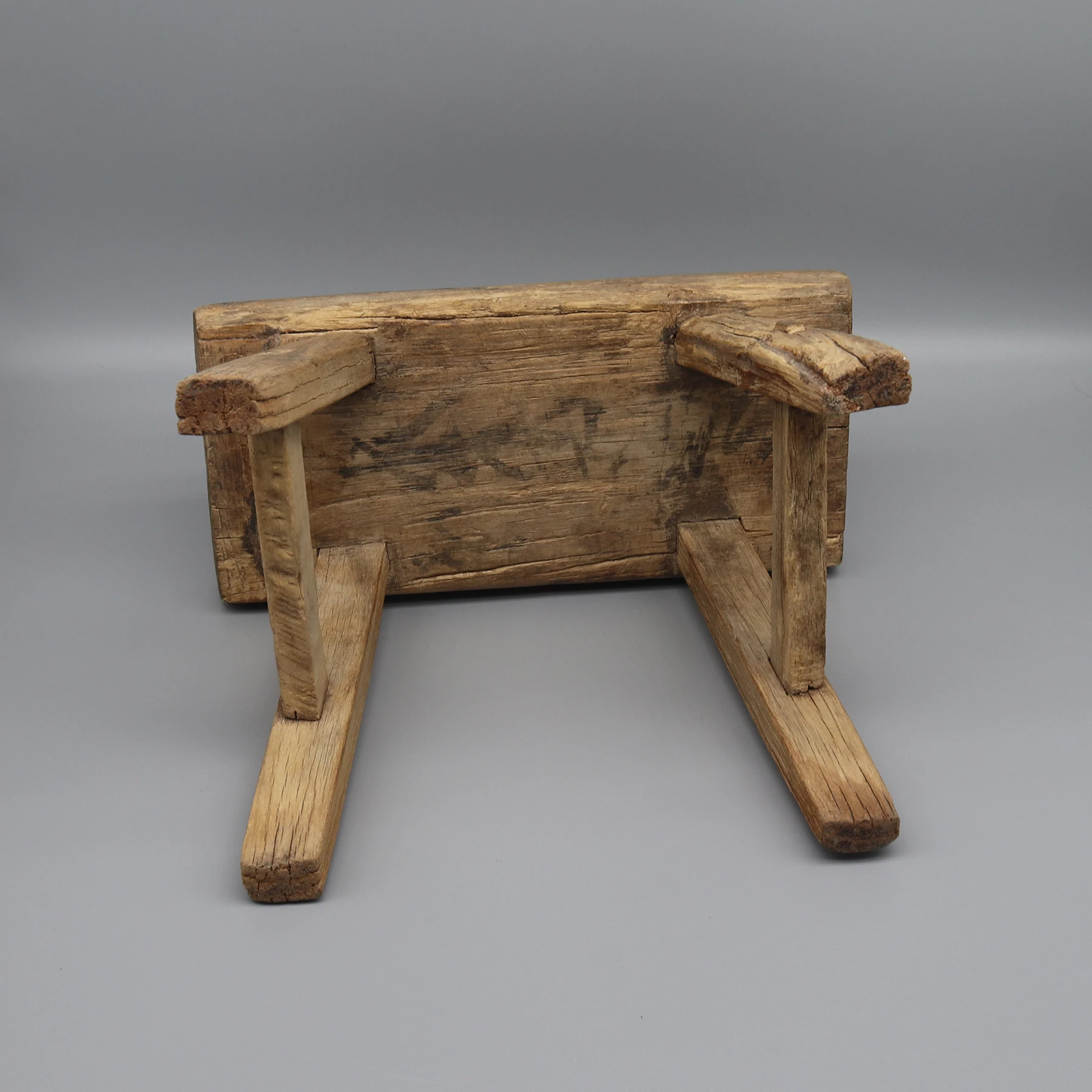 Old Sturdy Kitchen Stool, Mini Bench, Small Side Table