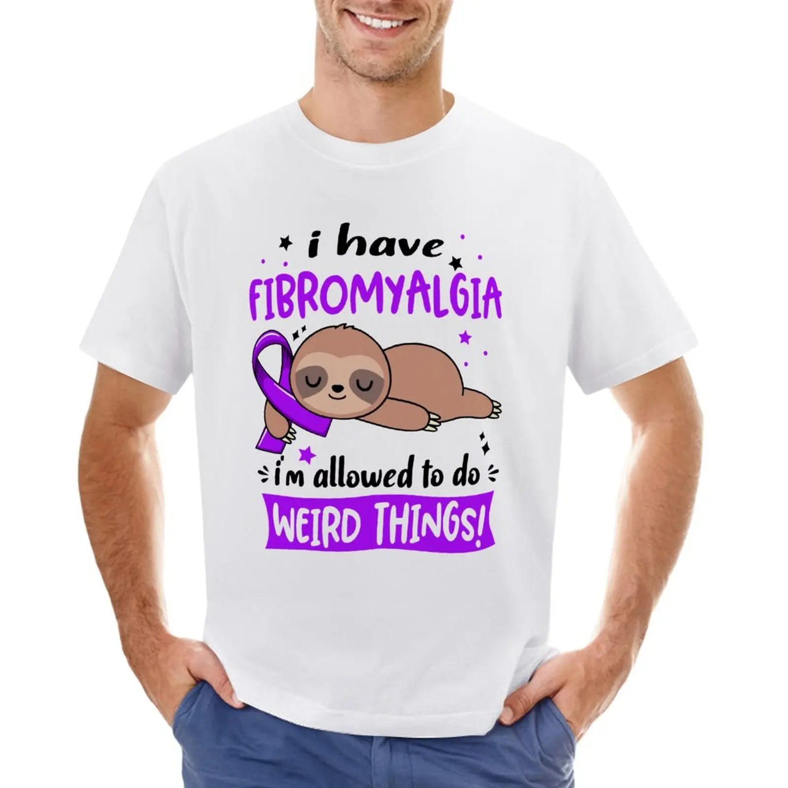 

Fibromyalgia Awareness Funny I have Fibromyalgia i'm allowed to do Weird Things! T-Shirt summer top plain white t shirts men
