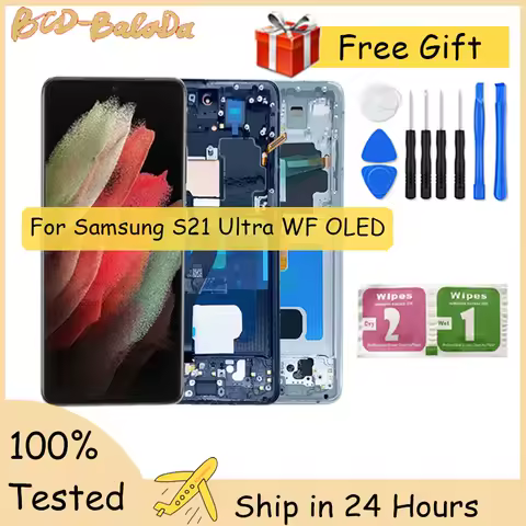 OLED LCD For Samsung Galaxy S21Ultra LCD with Digitizer Touch Screen Assembly For Samsung Galaxy S21U LCD Replacement