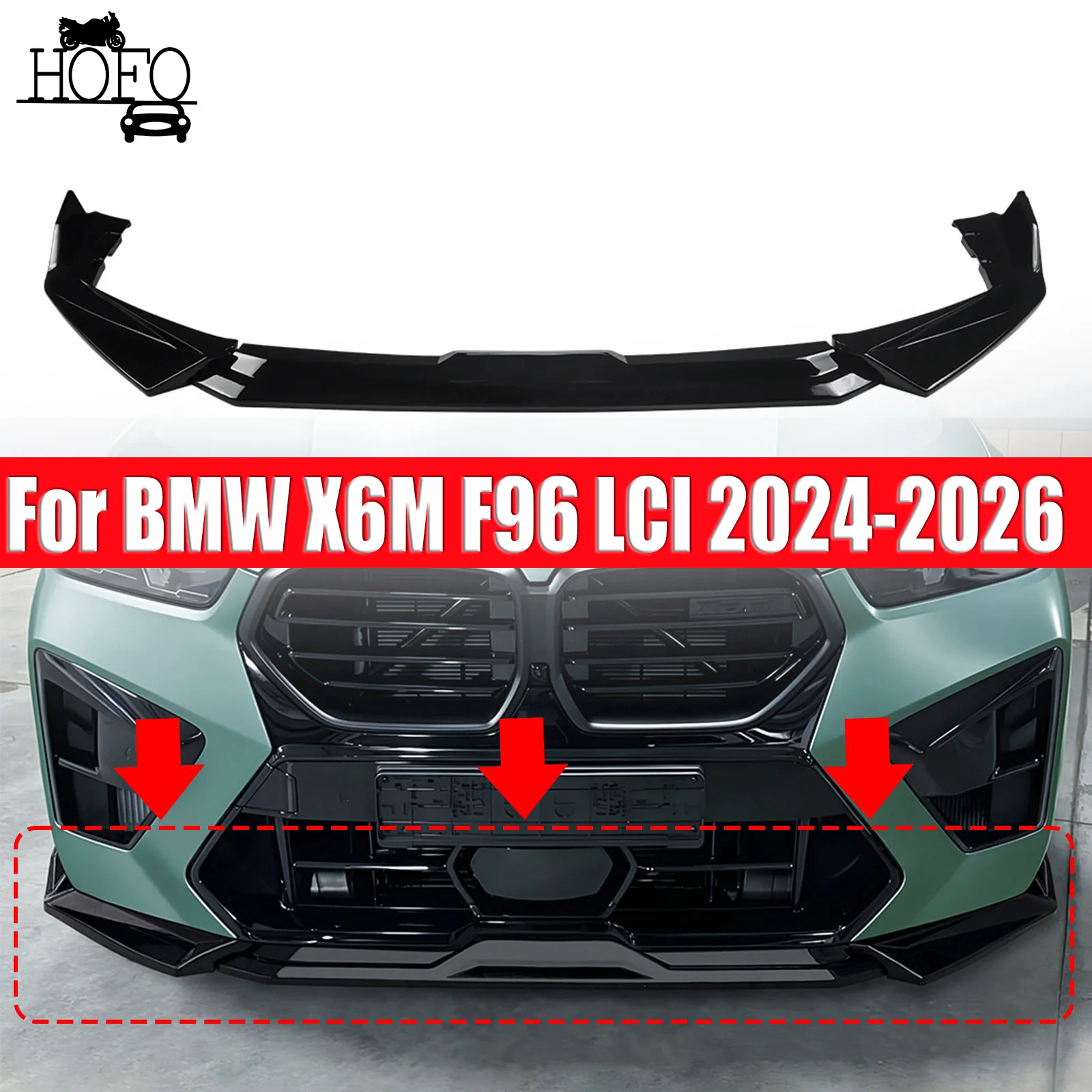 

Front Bumper Spoiler Lip Splitter Kit For BMW X6M F96 LCI 2024-2026