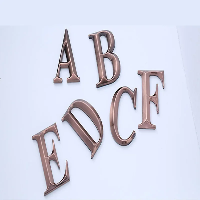 

1PCS Door Plate House Number Letter Sticker 3.94Inchs A-Z Alphabet Modern 3D Hotel Apartment Mailbox No.ABS Plastic Bronzed Name