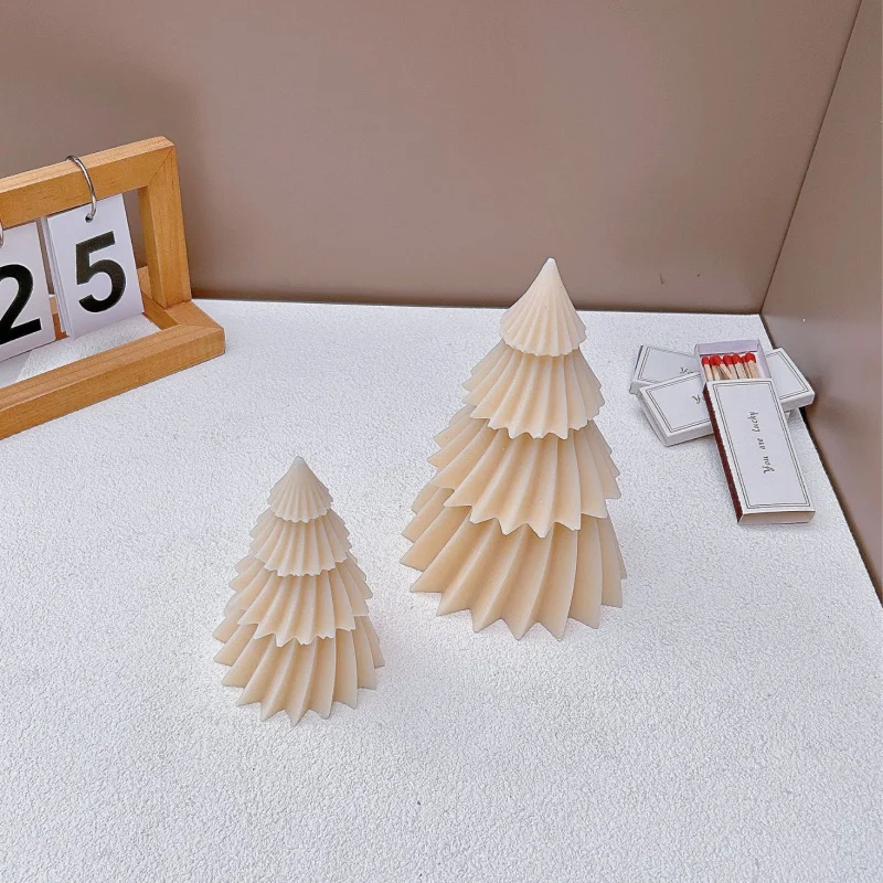 3D Christmas Tree Candle Mould DIY Origami Pattern Pine Aromatherapy Gypsum Resin Silicone Mold