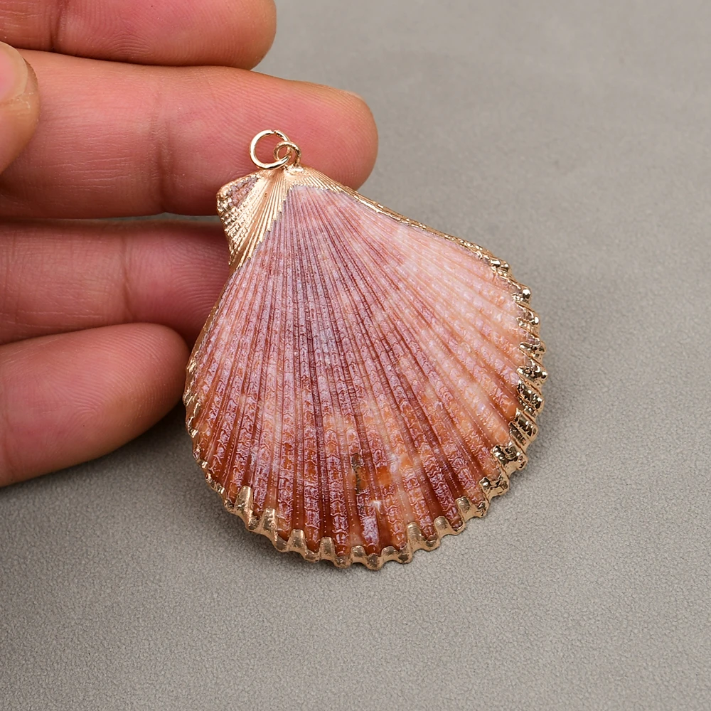 APDGG 5Pcs Natural Sea Shell Scallop Pendants Charms For DIY Necklace Bracelet Anklet Furniture Accessories Sewing Craft