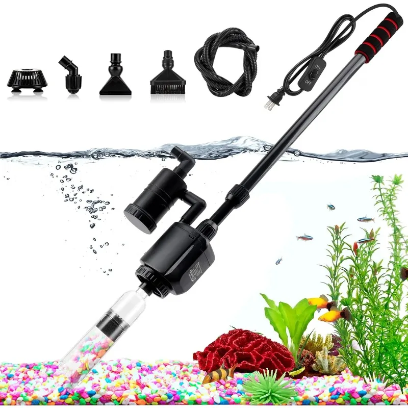 Electric Aquarium Gravel Cleaner, 6 in 1 Automatic Fish Tank Cleaning Tools Gravel Vacuum for Aquarium, Suitable for Change