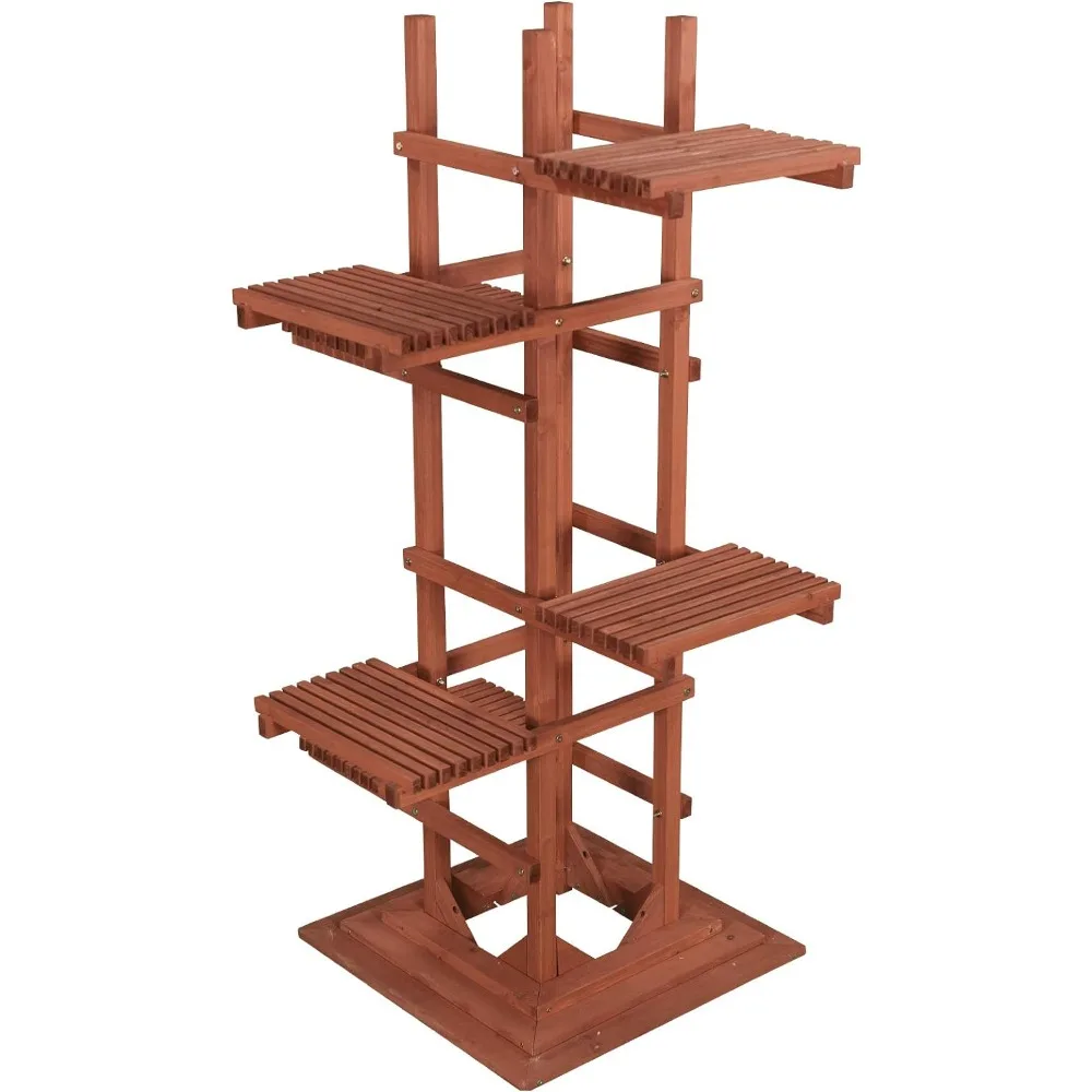 PS6116 6-Tier Wooden Pedestal Plant Stand Stand for Flowers 60.00