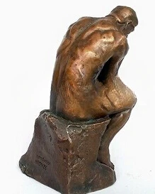 Collectible ! Vintage Rodin Pure Bronze Thinker Statue Art Deco