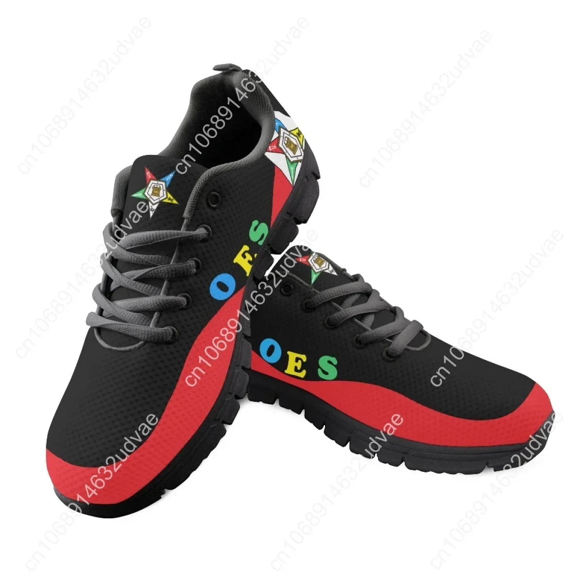 Trendy Women's Casual Sneakers OES Style Order Of The Eastern Star Emblem Print Ladies Flat Shoes Outdoor Footwear