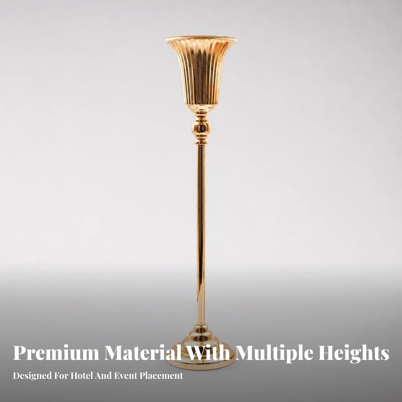 Vessel with Ribbed Cup Classic Floral Urn Flower Pedestal Versatile Vase Premium for Wedding Planners, Weddings, Receptions