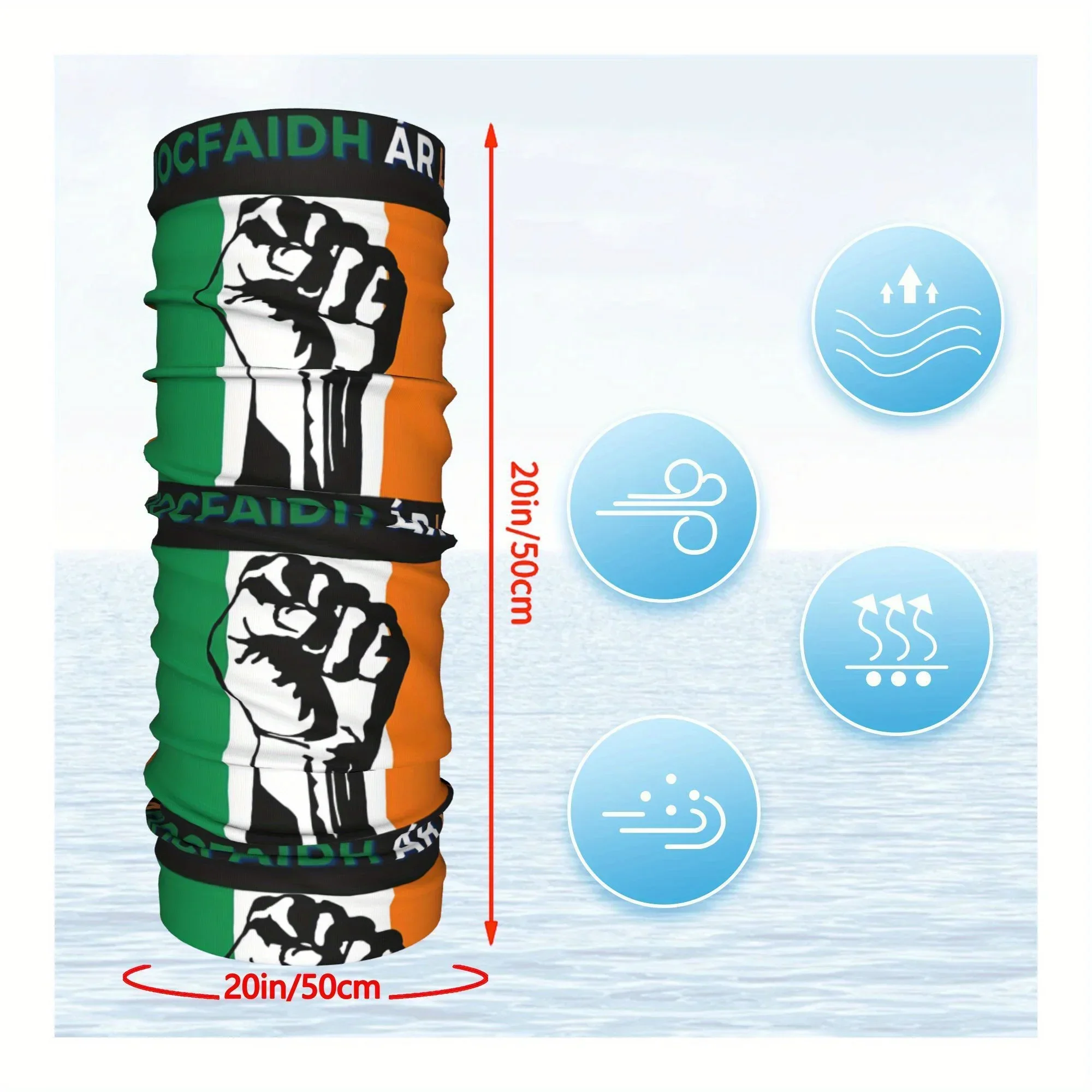 Customization Neck Scarf Featuring The Irish Flag, Suitable For Use As A Neckerchief Or Face Mask