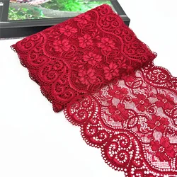 3y/lot Width 18.50cm Red Elastic Stretch Lace Trim Wedding Skirt Hem For Dress Sewing Applique Costume Lingerie Underware Lace