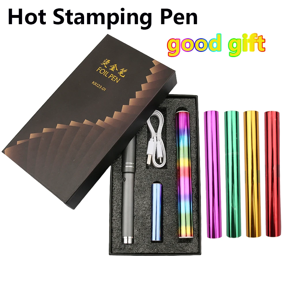 

Heated Foil Pen Stamping Pen Painting on paper Business Card Gift Box Plastic Wood Personal Signature USB Charging