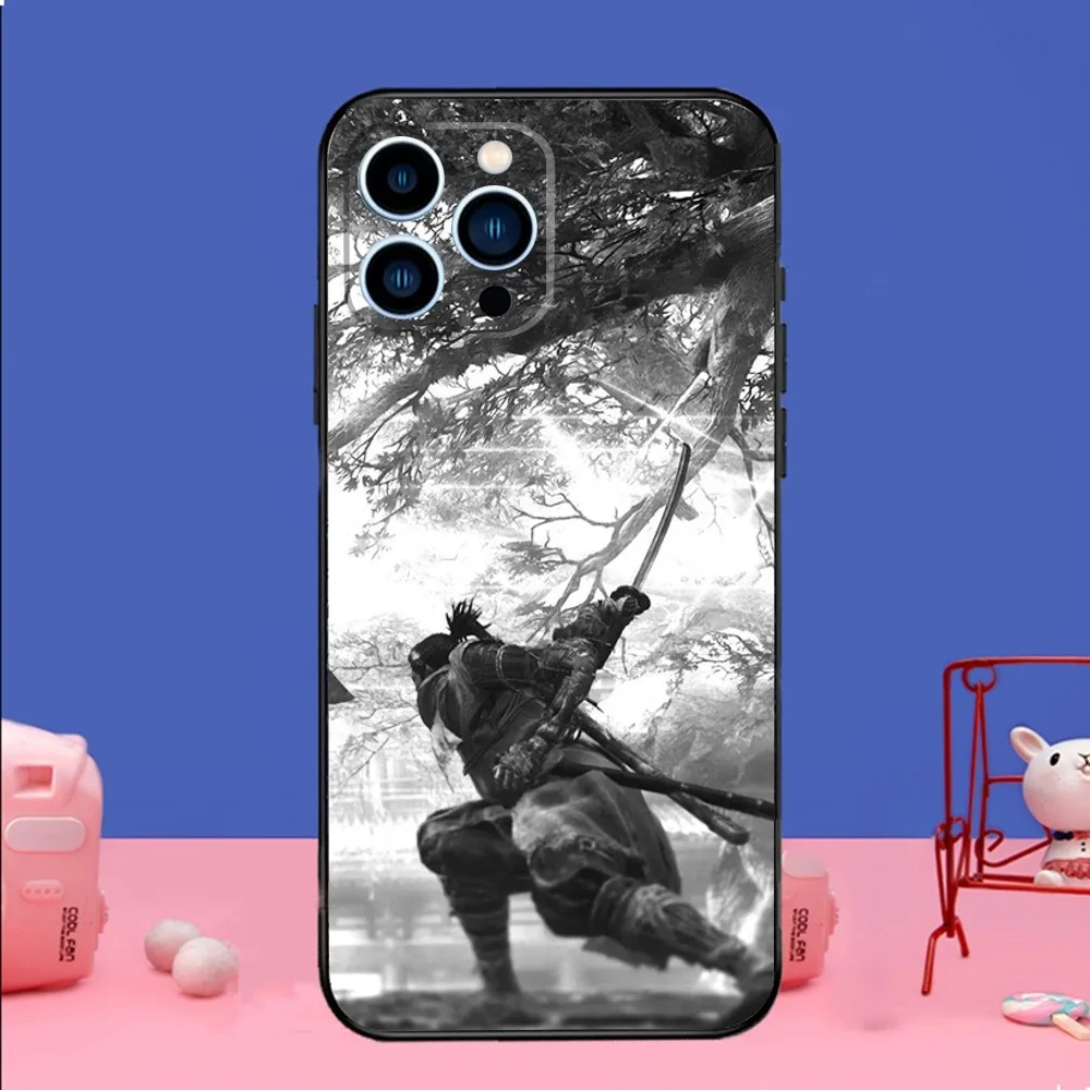 S-Sekiro Shadows Die Twice Phone Case For iPhone 14,13,12 Mini 11 Pro XR,X,XS,MAX 6S,7,8 Plus Silicone Cover Soft black