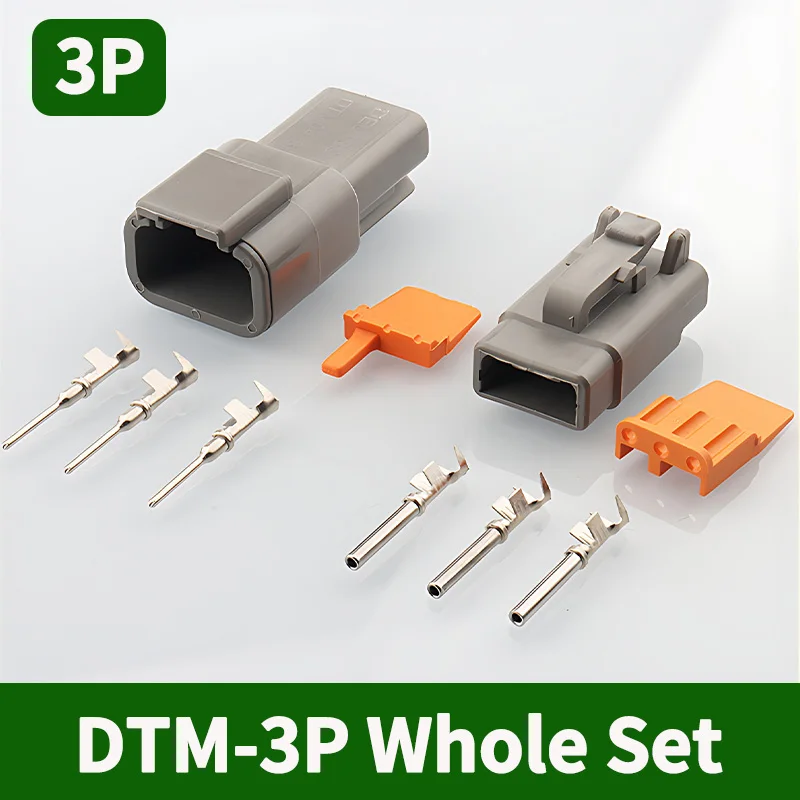 

5/20/100 Sets 3 Pin Way Deutsch DTM04-3P DTM06-3S Waterproof Electrical Wire Connector 16-22AWG DTM Series Connector Male Female