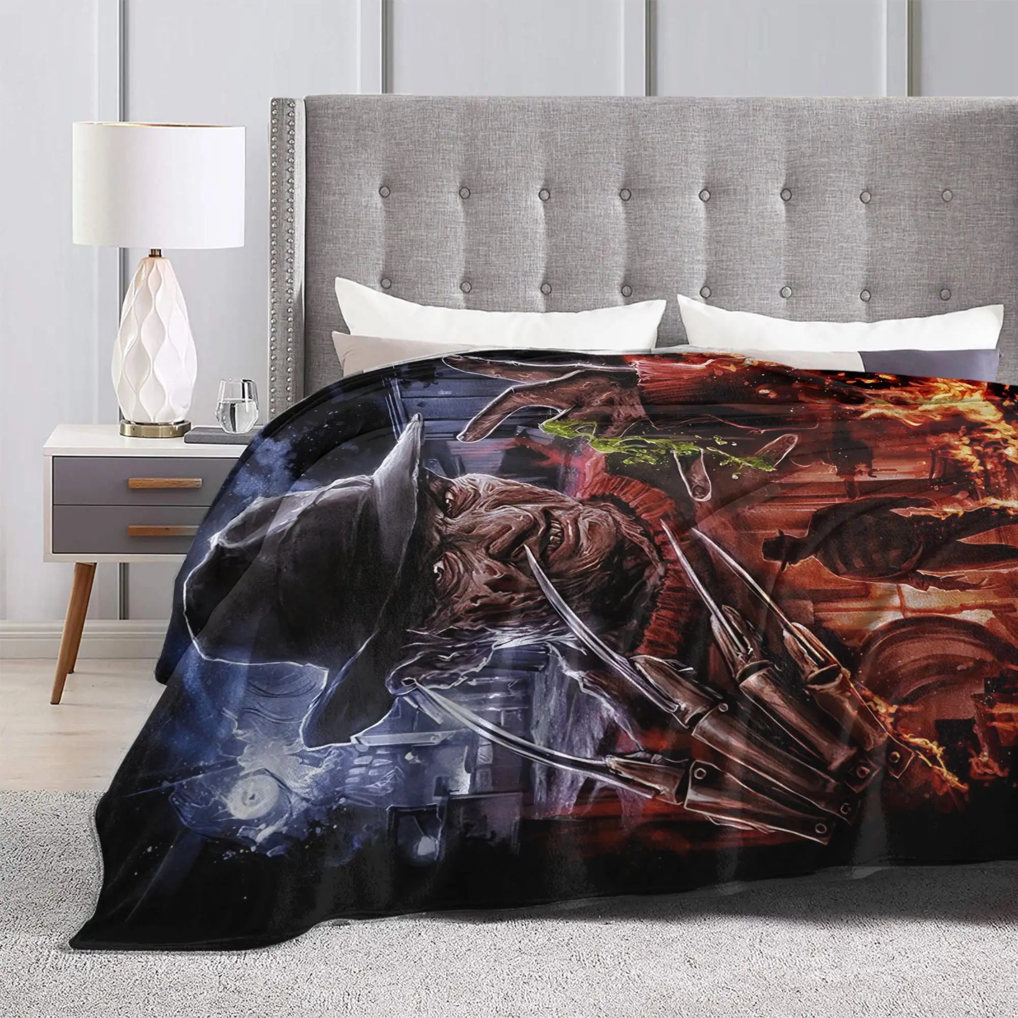 فريدي كروجر هالوين الفن مخيف الرجعية الرعب البطانيات جودة سوبر لينة رمي بطانية الشتاء السفر الأريكة كرسي المفرش #3