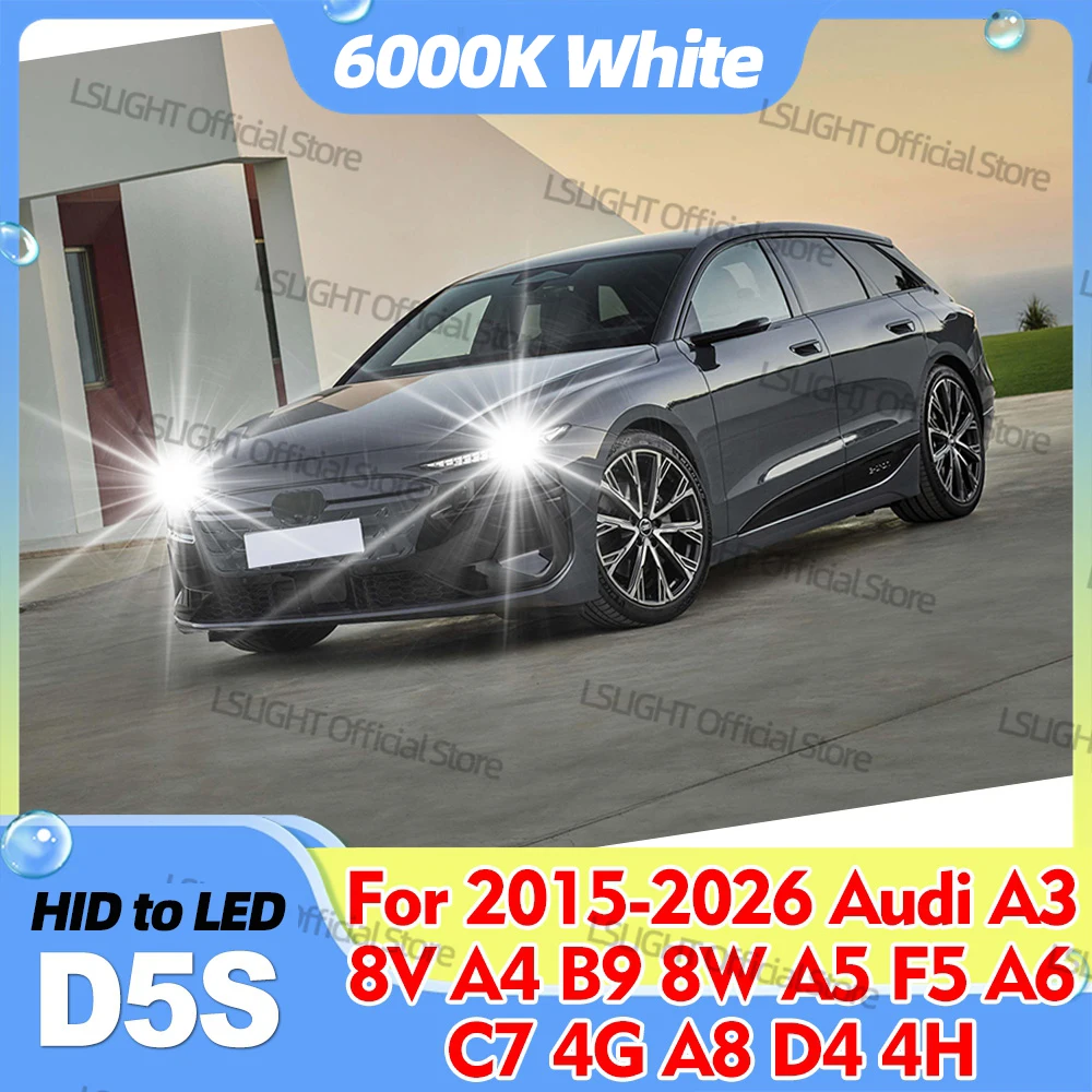 Передние светодиодные лампы D5S 110W/пара для Audi A3 8V, A4 B9 8W, A5 F5, A6 C7 4G, A8 D4 4H 2015-2026 годов выпуска для замены фар D5 12V.
