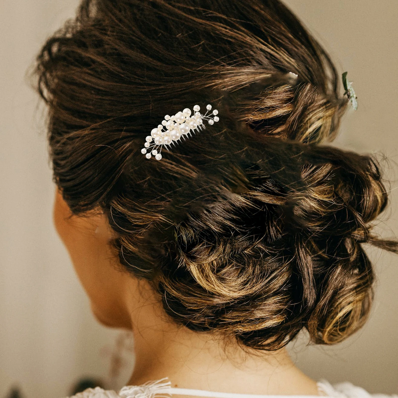 

Elegant Hair Comb Silver Bridal Headdress Wedding Accessory for Brides Lightweight Durable Pearl Beaded Hairstyle Piece